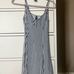 Divided Navy and White Striped Top